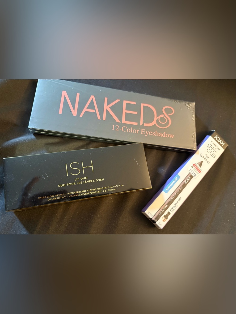 Naked8 12-Color Eyeshadow Palette & ISH Lip Duo & JOAH Gelous liner all NIB
